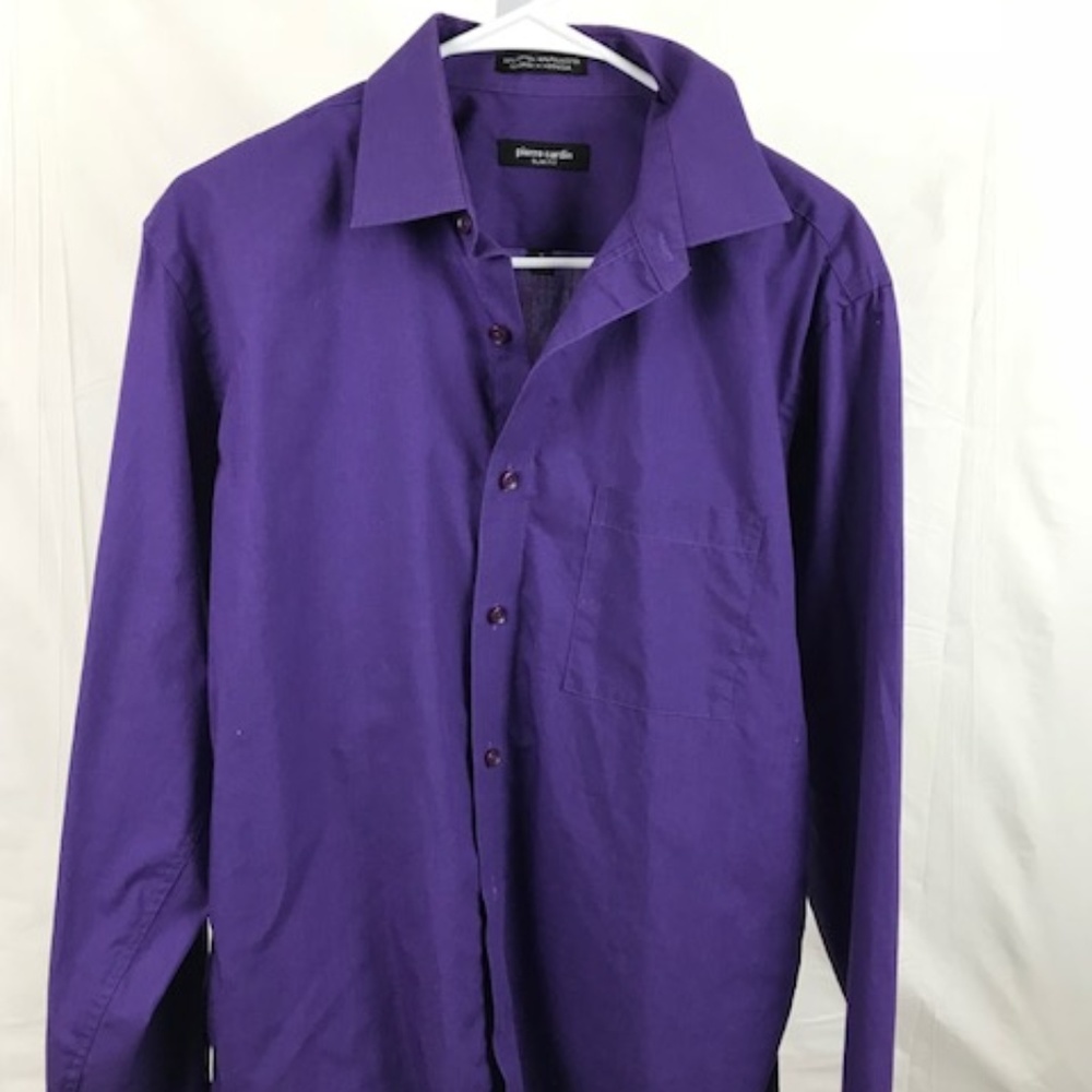 Mens Slim Fit Pierre Cardin Purple DressShirt Sz M